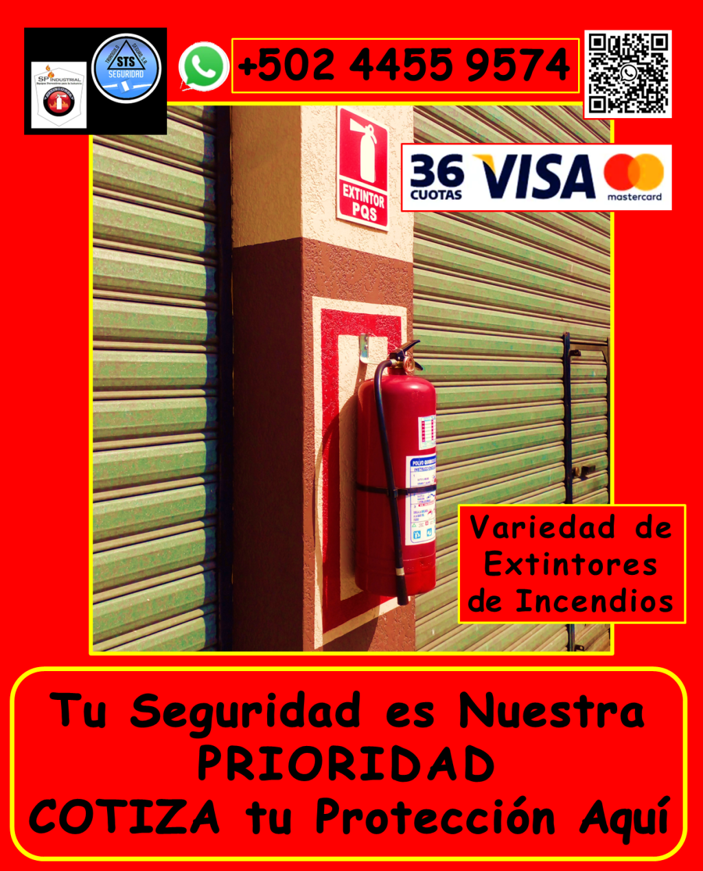 Te ofrecemos servicios y productos para garantizar la seguridad de tus instalaciones y personal, cumpliendo con las normativas vigentes. Nuestros servicios incluyen: • Extintores de incendios: *Venta de extintores nuevos: Tipos ABC, AB, K, y más, adaptados a tus necesidades. *Recarga de extintores: Polvo químico seco, CO2, y otros, con garantía de calidad. *Variedad de tamaños y cilindros nuevos. *Bases para extintores: Instalación y mantenimiento en el área metropolitana de Guatemala y municipios aledaños (aplican condiciones). • Capacitación y prevención: *Capacitaciones: Uso correcto de extintores, primeros auxilios, simulacros de evacuación. *Planes de contingencia: Desarrollo de estrategias personalizadas para tu empresa. • Mantenimiento especializado: *Mantenimiento de hidrantes y sistemas de detección de incendios. • Señalización y evacuación: *Señalización general de evacuación: Cumplimos con las medidas reglamentarias del Ministerio de Trabajo. • Seguridad industrial integral: Ofrecemos artículos de seguridad industrial, para todo tipo de instalaciones. ¿Por qué elegirnos? • Amplia experiencia en seguridad industrial. • Productos y servicios de alta calidad. • Cumplimiento de normativas vigentes. • Personal capacitado y profesional. • Atención personalizada. No esperes a que ocurra un incidente. Protege tus espacios y personal con nuestras soluciones integrales. Contáctanos hoy mismo: • Teléfono: +502 4455 9574