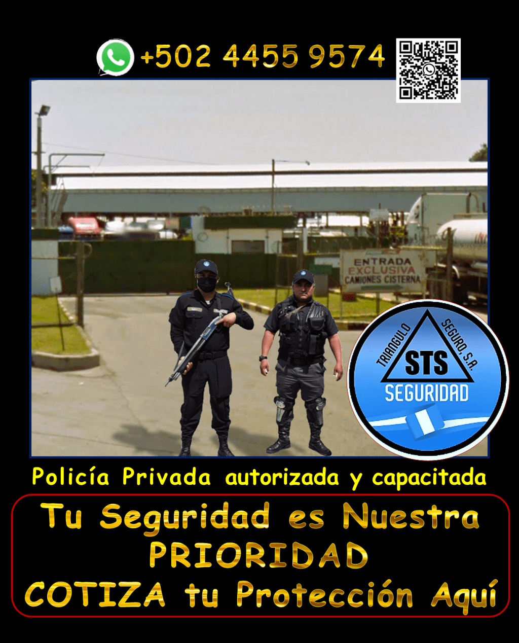 Ofrecemos una amplia gama de servicios, incluyendo seguridad para puestos fijos, garitas, guardaespaldas, custodios, anfitriones y más, en toda Guatemala. Nuestro personal está debidamente equipado y cumple con todas las regulaciones de la DIGESSP y DIGECAM. Garantizamos una respuesta rápida gracias a nuestros vehículos y equipos de radiocomunicación. ¡Llámanos ahora y obtén una asesoría personalizada! WhatsApp: +502 4455 9574. #SeguridadIntegralParaTi" #SEGURIDADVIP #AgentesdeSeguridad #sistemasdealarmas #sistemasdeseguridad #GuatemalaNoSeDetiene #SeguridadPrivada #violenciafisica