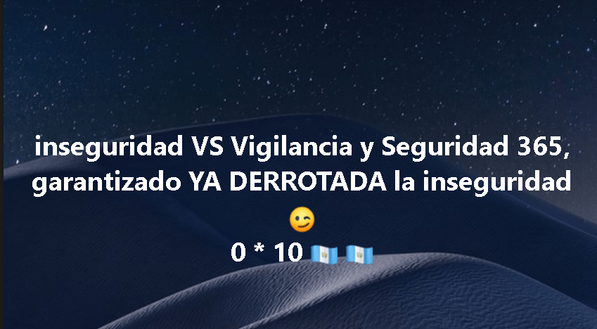 Para proteger tu patrimonio con la máxima eficiencia. te ofrecemos seguridad en tu propiedad en areas como, seguridad para puestos fijos, garitas, guardaespaldas, custodios, anfitriones y más, en toda Guatemala. Nuestro personal está debidamente equipado y cumple con todas las regulaciones de la DIGESSP y DIGECAM. Garantizamos una respuesta rápida gracias a nuestros vehículos y equipos de radiocomunicación. ¡Llámanos ahora y obtén una asesoría personalizada! WhatsApp: +502 4455 9574.