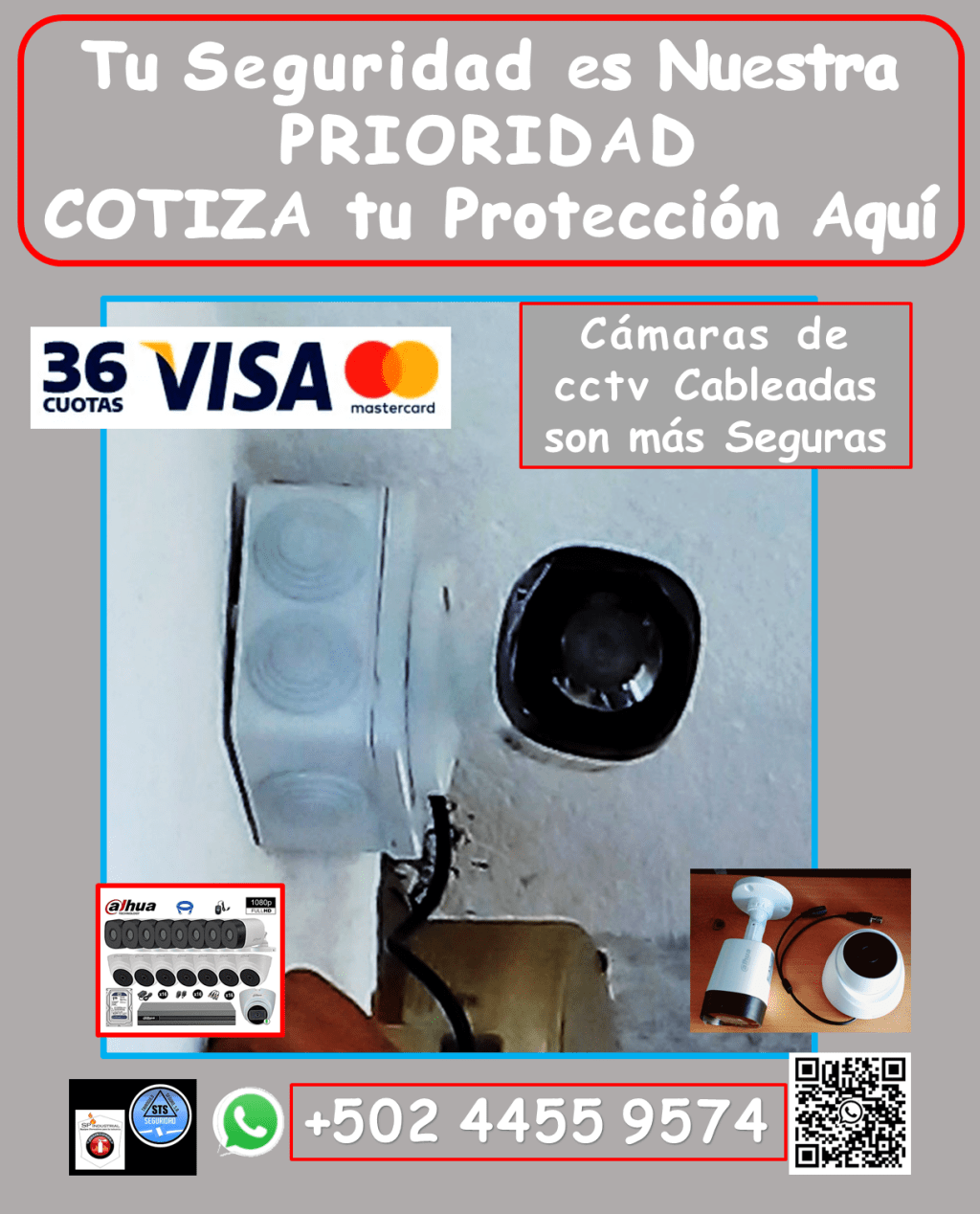 Te ofrecemos: • Instalación profesional y garantizada: *Equipos de alta calidad, instalados y configurados para un funcionamiento óptimo. *Garantía real y efectiva para tu tranquilidad. • Mantenimiento y reparación: *Aseguramos que tus cámaras funcionen al 100%, con servicios de mantenimiento y reparación especializados. • Cobertura en toda Guatemala: *Llevamos la seguridad donde la necesites (aplican condiciones). ¿Por qué elegirnos? *Sistemas de videovigilancia DAHUA cableados: Mayor seguridad y confiabilidad. *Profesionales expertos en instalación y mantenimiento. *Garantía y respaldo para tu tranquilidad. *Atención personalizada y soluciones a tu medida. No esperes a ser víctima de la delincuencia. Protege tu propiedad con nuestros sistemas de videovigilancia de alta seguridad. Contáctanos hoy mismo: • Teléfono: 4455 9574 #camaradevideo #camaras #camaras5mpx #camarasacolor #camarasgarantizadas #camarasseguridad #Dahua #viral #kitcamaras #mantenimientocamaras #seguridad #SeguridadCalle #camarasconsonido #seguridadcolonia #SeguridadEmpresarial #SeguridadHogar #GuatemalaNoSeDetiene #seguridadnegocios #SeguridadPropiedad #seguridadtienda #seguridadtrabajo #SeguridadVial #Sistemadealarma #videocamaras #visionnocturna #robos #prevencionrobos #reparacioncamaras #camarasdomo #camarasbala #SeguridadPublica #ProteccionDePropiedades #VigilanciaEnTiempoReal #tiposdecamaras #comoinstalarcamarasdeseguridad