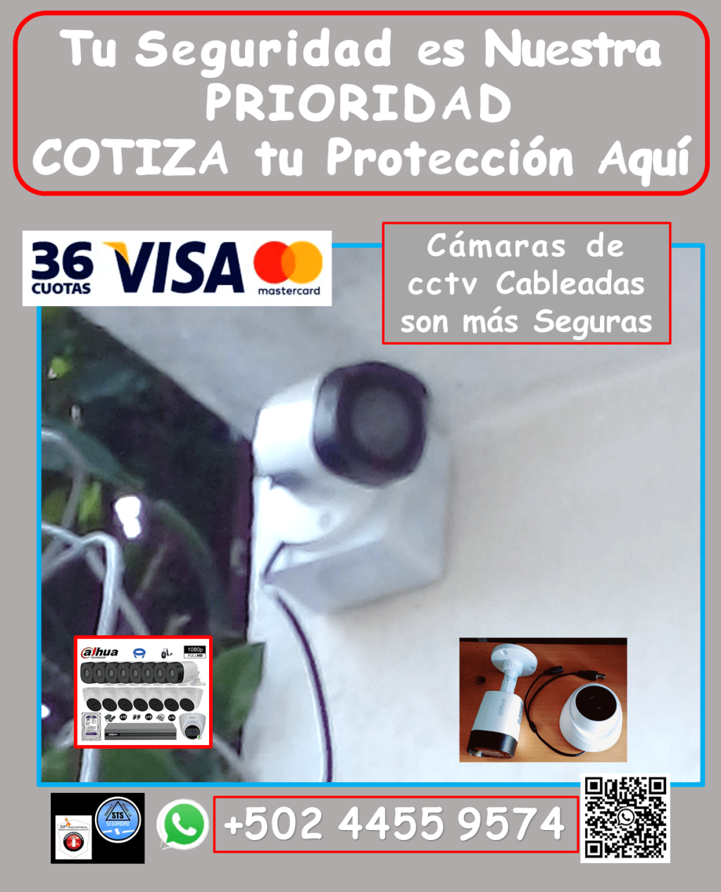 Te ofrecemos: • Instalación profesional y garantizada: *Equipos de alta calidad, instalados y configurados para un funcionamiento óptimo. *Garantía real y efectiva para tu tranquilidad. • Mantenimiento y reparación:d *Aseguramos que tus cámaras funcionen al 100%, con servicios de mantenimiento y reparación especializados. • Cobertura en toda Guatemala: *Llevamos la seguridad donde la necesites (aplican condiciones). ¿Por qué elegirnos? *Sistemas de videovigilancia DAHUA cableados: Mayor seguridad y confiabilidad. *Profesionales expertos en instalación y mantenimiento. *Garantía y respaldo para tu tranquilidad. *Atención personalizada y soluciones a tu medida. No esperes a ser víctima de la delincuencia. Protege tu propiedad con nuestros sistemas de videovigilancia de alta seguridad. Contáctanos hoy mismo: • Teléfono: 4455 9574 #camaradevideo #camaras #camaras5mpx #camarasacolor #camarasgarantizadas #camarasseguridad #Dahua #viral #kitcamaras #mantenimientocamaras #seguridad #SeguridadCalle #camarasconsonido #seguridadcolonia #SeguridadEmpresarial #SeguridadHogar #GuatemalaNoSeDetiene #seguridadnegocios #SeguridadPropiedad #seguridadtienda #seguridadtrabajo #SeguridadVial #Sistemadealarma #videocamaras #visionnocturna #robos #prevencionrobos #reparacioncamaras #camarasdomo #camarasbala #SeguridadPublica #ProteccionDePropiedades #VigilanciaEnTiempoReal #tiposdecamaras #comoinstalarcamarasdeseguridad
