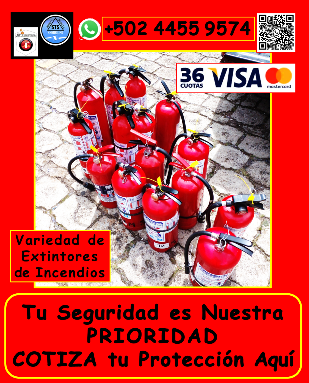Nuestros productos incluyen: • Extintores de incendios: *Venta de extintores nuevos: Tipos ABC, AB, K, y más, adaptados a tus necesidades. *Recarga de extintores: Polvo químico seco, CO2, y otros, con garantía de calidad. *Variedad de tamaños y cilindros nuevos. *Bases para extintores: Instalación y mantenimiento en el área metropolitana de Guatemala y municipios aledaños (aplican condiciones). • Capacitación y prevención: *Capacitaciones: Uso correcto de extintores, primeros auxilios, simulacros de evacuación. *Planes de contingencia: Desarrollo de estrategias personalizadas para tu empresa. • Mantenimiento especializado: *Mantenimiento de hidrantes y sistemas de detección de incendios. • Señalización y evacuación: *Señalización general de evacuación: *Te ayudamos a Cumplir con las medidas reglamentarias del Ministerio de Trabajo, IGSS etc. • Seguridad industrial integral: Ofrecemos artículos de seguridad industrial, para todo tipo de instalaciones. ¿Por qué elegirnos? • Amplia experiencia en seguridad industrial. • Productos y servicios de alta calidad. • Cumplimiento de normativas vigentes. • Personal capacitado y profesional. • Atención personalizada. No esperes a que ocurra un incidente. Protege tus espacios y personal con nuestras soluciones integrales. Contáctanos hoy mismo: • Teléfono: +502 4455 9574 #basesdeextintores #capacitaciondeprimerosauxilios #capacitaciondeusodeextintores #certificaciónnfpa10 #constanciaextintores #viral #comoseutilizaunextintordeincendios #extintores #extintoresab #extintoresabc #extintoresco2 #instalaciónextintores #llenadodeextintores #MantenimientoExtintores #planbelen #recargaextintores #tiposdeextintores #rotulosdeevacuacion #extintoresk #GuatemalaNoSeDetiene #SeguridadVial #reglamentodesaludyseguridadocupacional #quetipodeextintornecesitoparaminegocioohogar #Sistemadealarma #extintoresdefuego #incendios #reglamentogeneralsobrehigieneyseguridadeneltrabajo #inspecciondeextintores #detecciondeincendios