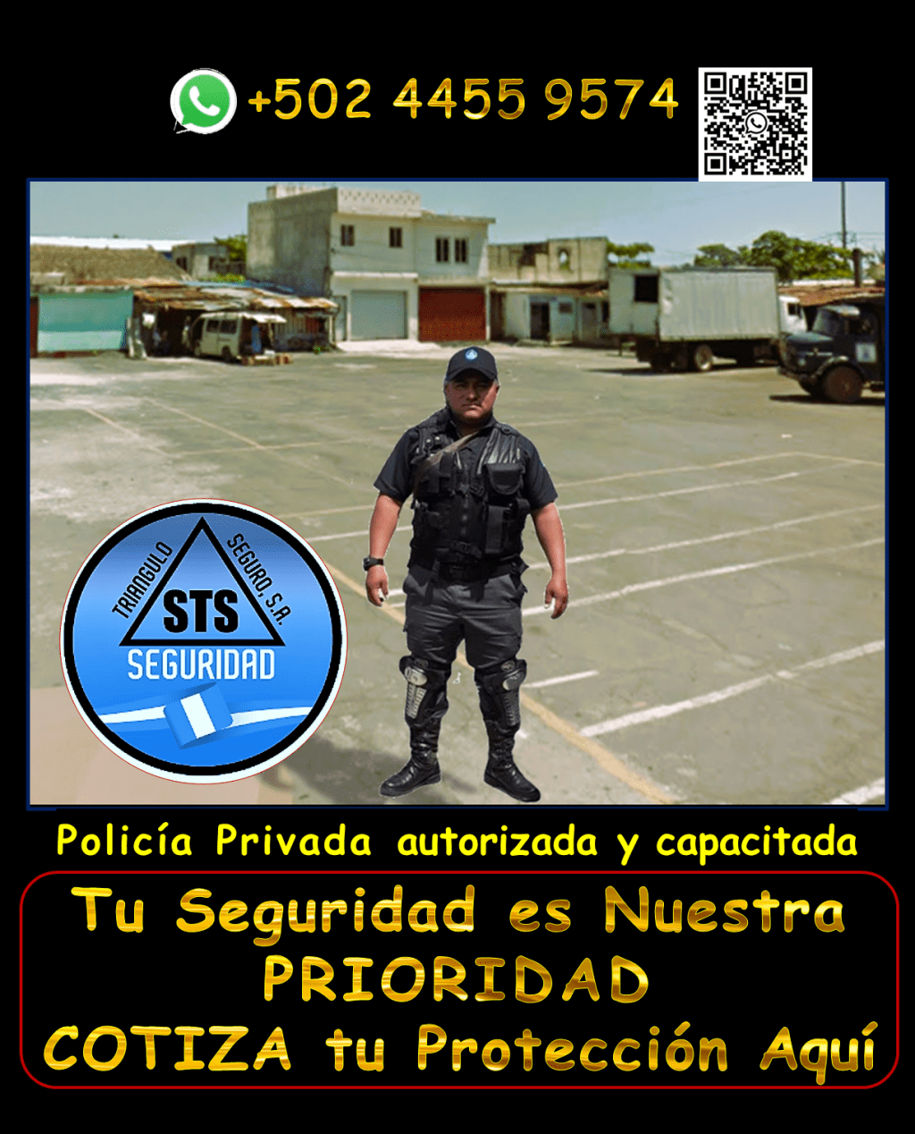 Tu PROTECCIÓN es nuestra prioridad¨ PIDE AQUI los agentes de seguridad armados y vigilantes que estás buscando, disponibles las 24 horas, los 365 días del año, para proteger tu patrimonio con la máxima eficiencia. Te ofrecemos PROTECCIÓN en tu propiedad en areas como, seguridad para puestos fijos, garitas, guardaespaldas, custodios, anfitriones y más, en toda Guatemala. Nuestro personal está debidamente equipado y cumple con todas las regulaciones de la DIGESSP y DIGECAM. Garantizamos una respuesta rápida gracias a nuestros vehículos y equipos de radiocomunicación. ¡Llámanos ahora y obtén una asesoría personalizada! WhatsApp: +502 4455 9574. #trianguloseguro #ANFITRIONES #custodios #ENADE2025 #GuardiasPrivados #seguridad #GUARDIAS #vigilantes #guardaespaldas #Sistemadealarma #vigilantedeseguridad #SeguridadVial #SeguridadPrivada #policía24h #SEGURIDADVIP #DIGESSP #serviciosdeseguridad #GUARDIASDESEGURIDAD #vigilanciaprivada #seguridadparaempresas #escolta #costodeserviciosdeseguridad #mejoresempresasdeseguridad #serviciosdeseguridadprivadacercademi #PROTECCIÓNEJECUTIVA #AgenciaDeSeguridad #monitores #custodiadevehiculos #cuántocuestaunserviciodecustodiaprivada