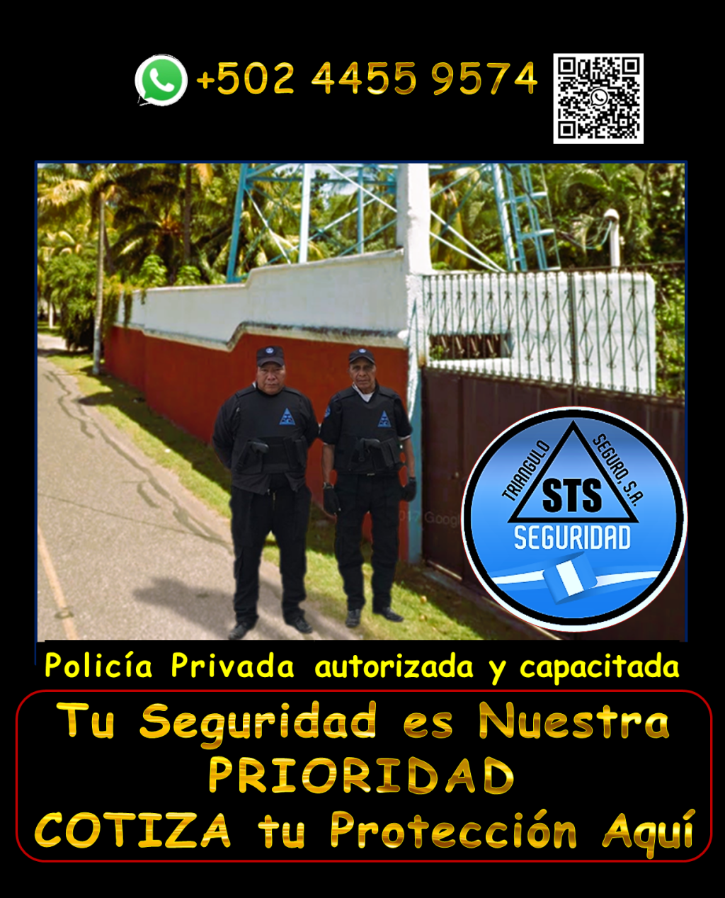 PROTEGEMOS TU EMPRESA, TU RESIDENCIAL TUS PERTENENCIAS etc. PIDE AQUI los agentes de seguridad armados y vigilantes que estás buscando, disponibles las 24 horas, los 365 días del año, para proteger tu patrimonio con la máxima eficiencia. Te ofrecemos PROTECCIÓN en tu propiedad en areas como, seguridad para puestos fijos, garitas, guardaespaldas, custodios, anfitriones y más, en toda Guatemala. Nuestro personal está debidamente equipado y cumple con todas las regulaciones de la DIGESSP y DIGECAM. Garantizamos una respuesta rápida gracias a nuestros vehículos y equipos de radiocomunicación. ¡Llámanos ahora y obtén una asesoría personalizada! WhatsApp: +502 4455 9574. #trianguloseguro #ANFITRIONES #custodios #ENADE2025 #GuardiasPrivados #seguridad #GUARDIAS #vigilantes #guardaespaldas #Sistemadealarma #vigilantedeseguridad #SeguridadVial #SeguridadPrivada #policía24h #SEGURIDADVIP #DIGESSP #serviciosdeseguridad #GUARDIASDESEGURIDAD #vigilanciaprivada #seguridadparaempresas #escolta #costodeserviciosdeseguridad #mejoresempresasdeseguridad #serviciosdeseguridadprivadacercademi #PROTECCIÓNEJECUTIVA #AgenciaDeSeguridad #monitores #custodiadevehiculos #cuántocuestaunserviciodecustodiaprivada