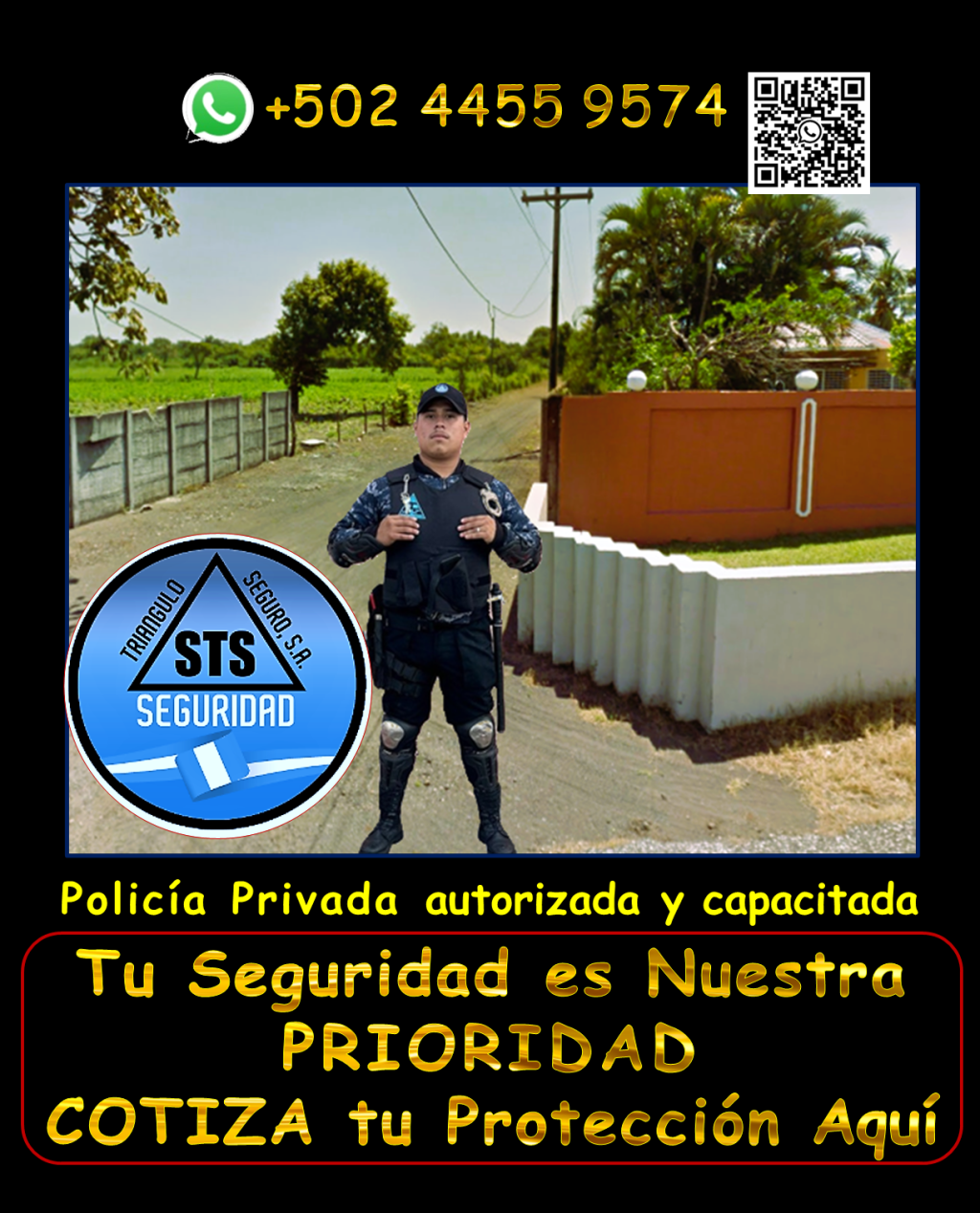Te ofrecemos PROTECCIÓN en tu propiedad en areas como, seguridad para puestos fijos, garitas, guardaespaldas, custodios, anfitriones y más, en toda Guatemala. Nuestro personal está debidamente equipado y cumple con todas las regulaciones de la DIGESSP y DIGECAM. Garantizamos una respuesta rápida gracias a nuestros vehículos y equipos de radiocomunicación. ¡Llámanos ahora y obtén una asesoría personalizada! WhatsApp: +502 4455 9574. #trianguloseguro #ANFITRIONES #custodios #ENADE2025 #GuardiasPrivados #seguridad #GUARDIAS #vigilantes #guardaespaldas #Sistemadealarma #vigilantedeseguridad #SeguridadVial #SeguridadPrivada #policía24h #SEGURIDADVIP #DIGESSP #serviciosdeseguridad #GUARDIASDESEGURIDAD #vigilanciaprivada #seguridadparaempresas #escolta #costodeserviciosdeseguridad #mejoresempresasdeseguridad #serviciosdeseguridadprivadacercademi #PROTECCIÓNEJECUTIVA #AgenciaDeSeguridad #monitores #custodiadevehiculos #cuántocuestaunserviciodecustodiaprivada
