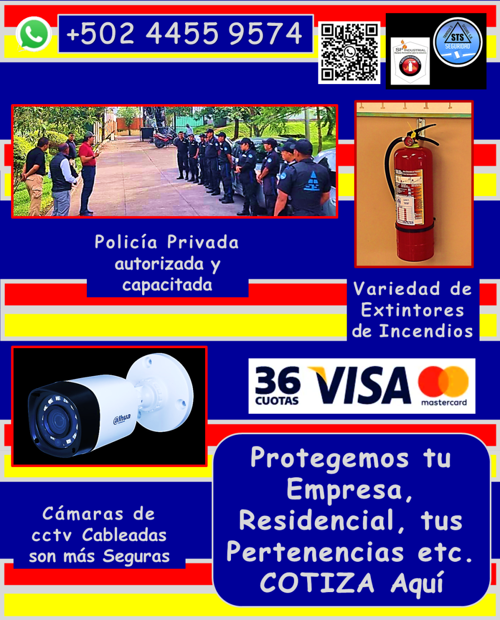 Solicita información sin compromisos, ❄❄🇬🇹🇬🇹🎄🎄con gusto te respondemos. Entendemos que la seguridad de tu propiedad, familia o negocio es primordial. Por eso, ofrecemos productos de seguridad de alta calidad. • Personal de seguridad altamente capacitado: *Vigilantes de seguridad: Profesionales entrenados para proteger tus instalaciones. *Guardaespaldas: Protección personal discreta y eficaz. *Anfitriones: Personal para control de acceso y atención al público. • Sistemas de videovigilancia de última generación: *Cámaras de seguridad DAHUA cableadas: Mayor seguridad y confiabilidad, con diversas opciones de combos. *Instalación profesional y garantizada: Aseguramos el óptimo funcionamiento de tu sistema. *Mantenimiento y reparación: Mantenemos tus cámaras al 100% para una protección continua. • Protección contra incendios: *Extintores de incendios: Variedad de tamaños y tipos de carga, adaptados a tus necesidades. *Recarga de extintores: Mantenemos tus equipos listos para actuar en caso de emergencia. • Seguridad industrial y vial: *Ofrecemos una gran variedad de articulos de seguridad para todo tipo de instalaciones. ¿Por qué elegirnos? *Cobertura en toda Guatemala: Llevamos la seguridad donde la necesites. *Personal calificado y autorizado: Profesionales comprometidos con tu seguridad. *Equipos de alta calidad: Trabajamos con marcas líderes para garantizar tu protección. *Garantía y respaldo: Te ofrecemos tranquilidad con nuestros servicios garantizados. No dejes la seguridad en manos del azar. Contáctanos hoy mismo y descubre cómo podemos proteger lo que más te importa. Llámanos o escríbenos por WhatsApp: 4455 9574 #noti7 #ANFITRIONES #Policia #Custodios #Policia24H #Guardaespaldas #GUARDIAS #Oficiales #Seguridadprivada #Vigilantes #digessp #Camaradevideo #CamarasdeSeguridad #Dahua #camaras5mpx #camarasbala #camarasdomo #mantenimientocamaras #camarasconsonido #Guatemalanosedetiene #capacitacionesteoricopracticas #rotulaciondeevacuacion #recargadeextintores #Extintores #extintoresabc #extintoresco2 #viral #Rociadordeincendios #incendios #extintoresab #planbelen #GUARDIASDESEGURIDAD #vigilanciaprivada #escolta #mejoresempresasdeseguridad #guardaespaldaspersonales #PROTECCIÓNEJECUTIVA #monitoreo #protecciónderuta #VigilanciaEnTiempoReal #tiposdecamaras #extintoresdefuego #inspecciondeextintores #tiposdeextintores #comoseutilizaunextintordeincendios
