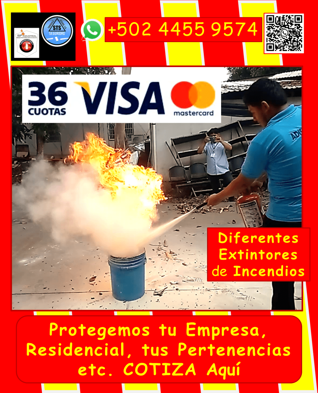 *Recarga de extintores: Polvo químico seco, CO2, y otros, con garantía de calidad. *Variedad de tamaños y cilindros nuevos. *Bases para extintores: Instalación y mantenimiento en el área metropolitana de Guatemala y municipios aledaños (aplican condiciones). • Capacitación y prevención: *Capacitaciones: Uso correcto de extintores, primeros auxilios, simulacros de evacuación. *Planes de contingencia: Desarrollo de estrategias personalizadas para tu empresa. • Mantenimiento especializado: *Mantenimiento de hidrantes y sistemas de detección de incendios. • Señalización y evacuación: *Señalización general de evacuación: *Te ayudamos a Cumplir con las medidas reglamentarias del Ministerio de Trabajo, IGSS etc. • Seguridad industrial integral: Ofrecemos artículos de seguridad industrial, para todo tipo de instalaciones. ¿Por qué elegirnos? • Amplia experiencia en seguridad industrial. • Productos y servicios de alta calidad. • Cumplimiento de normativas vigentes. • Personal capacitado y profesional. • Atención personalizada. No esperes a que ocurra un incidente. Protege tus espacios y personal con nuestras soluciones integrales. Contáctanos hoy mismo: • Teléfono: 4455 9574