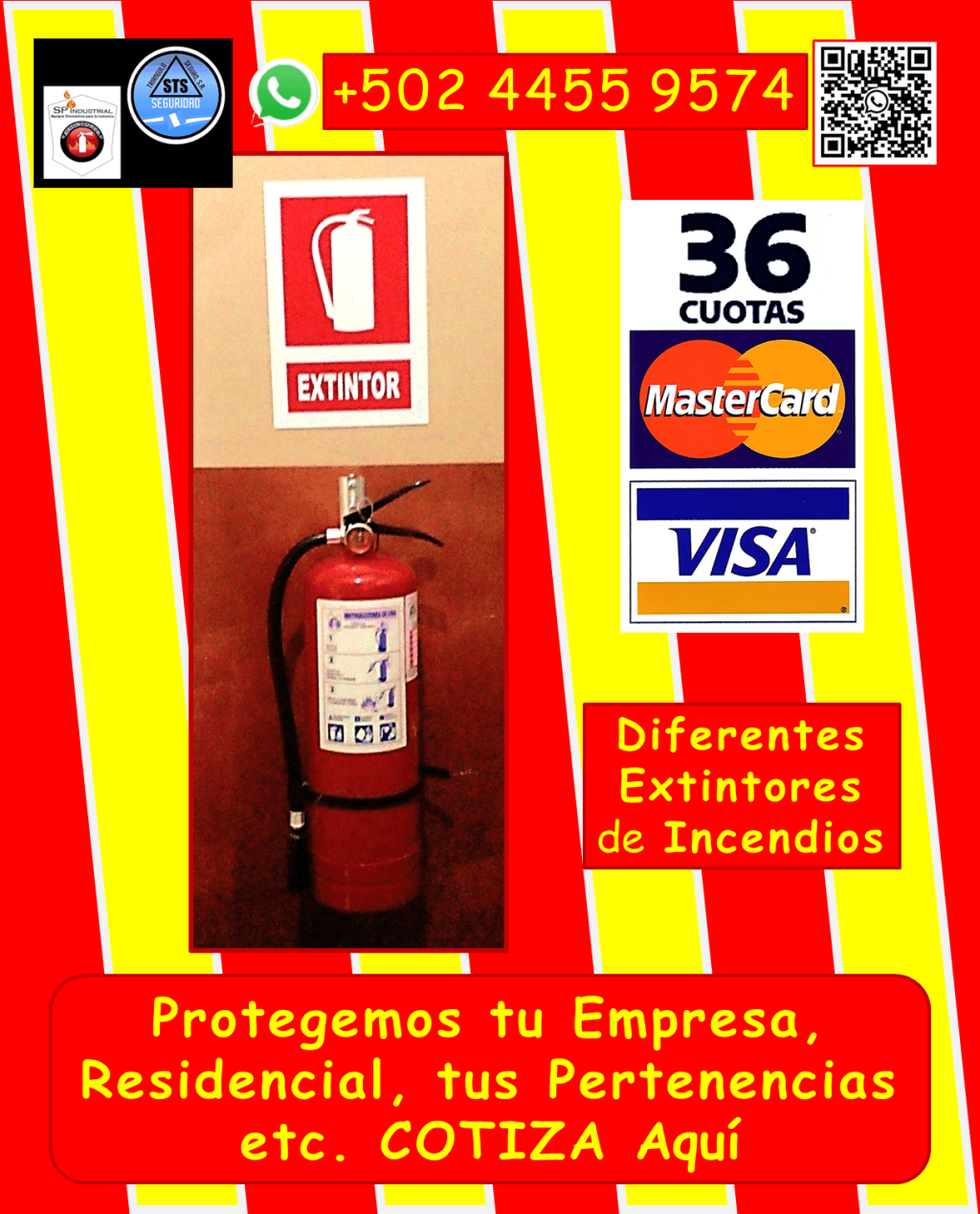 *Venta de extintores nuevos: Tipos ABC, AB, K, y más, adaptados a tus necesidades. *Recarga de extintores: Polvo químico seco, CO2, y otros, con garantía de calidad. *Variedad de tamaños y cilindros nuevos. *Bases para extintores: Instalación y mantenimiento en el área metropolitana de Guatemala y municipios aledaños (aplican condiciones). • Capacitación y prevención: *Capacitaciones: Uso correcto de extintores, primeros auxilios, simulacros de evacuación. *Planes de contingencia: Desarrollo de estrategias personalizadas para tu empresa. • Mantenimiento especializado: *Mantenimiento de hidrantes y sistemas de detección de incendios. • Señalización y evacuación: *Señalización general de evacuación: *Te ayudamos a Cumplir con las medidas reglamentarias del Ministerio de Trabajo, IGSS etc. • Seguridad industrial integral: Ofrecemos artículos de seguridad industrial, para todo tipo de instalaciones. ¿Por qué elegirnos? • Amplia experiencia en seguridad industrial. • Productos y servicios de alta calidad. • Cumplimiento de normativas vigentes. • Personal capacitado y profesional. • Atención personalizada. No esperes a que ocurra un incidente. Protege tus espacios y personal con nuestras soluciones integrales. Contáctanos hoy mismo: • Teléfono: 4455 9574