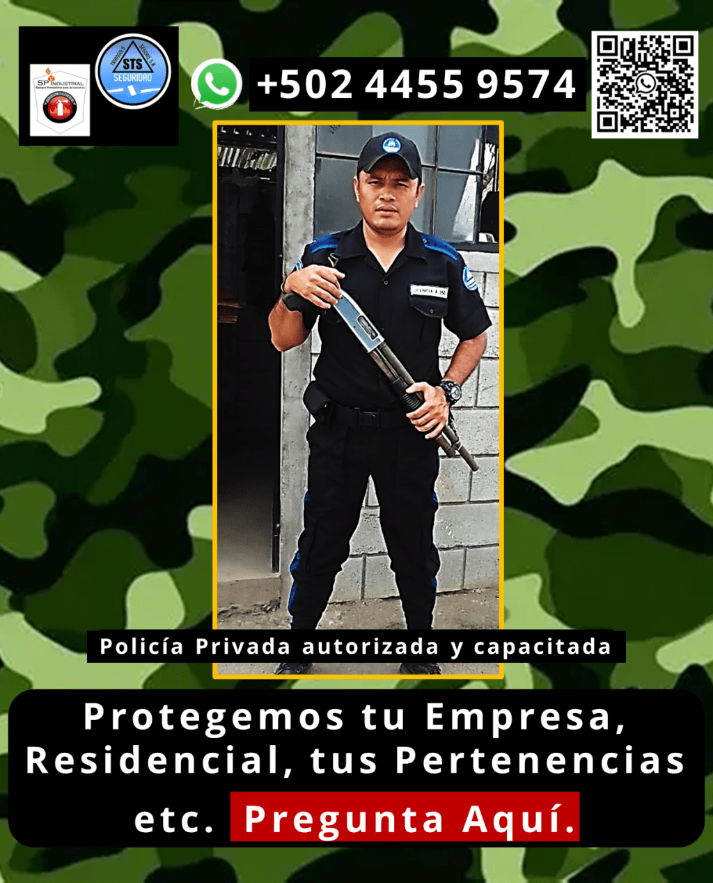 Pide información sin compromisos, con gusto te respondemos. En TRIANGULO SEGURO S.A. Tenemos para ti los agentes de seguridad armados y vigilantes que estás buscando, disponibles las 24 horas, los 365 días del año, para proteger tu patrimonio con la máxima eficiencia. Te ofrecemos PROTECCIÓN en tu propiedad en areas como, seguridad para puestos fijos, garitas, guardaespaldas, custodios, anfitriones y más, en toda Guatemala. Nuestro personal está debidamente equipado y cumple con todas las regulaciones de la DIGESSP y DIGECAM. Garantizamos una respuesta ryápida gracias a nuestros vehículos y equipos de radiocomunicación. ¡Llámanos ahora y obtén una asesoría personalizada! WhatsApp: +502 4455 9574.