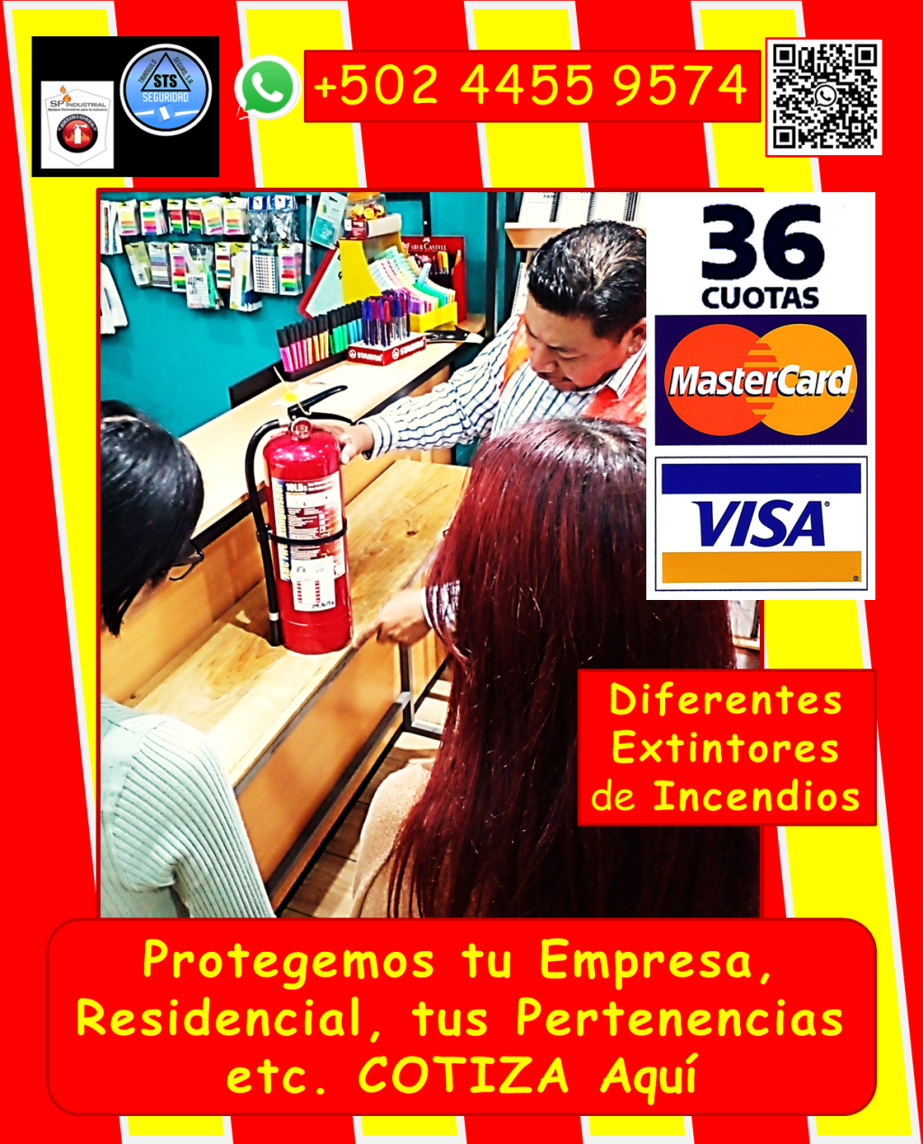Pide información sin compromisos, con gusto te respondemos, Siguenos en INSTAGRAM @custodia365gt *Venta de extintores nuevos: Tipos ABC, AB, K, y más, adaptados a tus necesidades. *Recarga de extintores: Polvo químico seco, CO2, y otros, con garantía de calidad. *Variedad de tamaños y cilindros nuevos. *Bases para extintores: Instalación y mantenimiento en el área metropolitana de Guatemala y municipios aledaños (aplican condiciones). • Capacitación y prevención: *Capacitaciones: Uso correcto de extintores, primeros auxilios, simulacros de evacuación. *Planes de contingencia: Desarrollo de estrategias personalizadas para tu empresa. • Mantenimiento especializado: *Mantenimiento de hidrantes y sistemas de detección de incendios. • Señalización y evacuación: *Señalización general de evacuación: *Te ayudamos a Cumplir con las medidas reglamentarias del Ministerio de Trabajo, IGSS etc. • Seguridad industrial integral: Ofrecemos artículos de seguridad industrial, para todo tipo de instalaciones. ¿Por qué elegirnos? • Amplia experiencia en seguridad industrial. • Productos y servicios de alta calidad. • Cumplimiento de normativas vigentes. • Personal capacitado y profesional. • Atención personalizada. No esperes a que ocurra un incidente. Protege tus espacios y personal con nuestras soluciones integrales. Contáctanos hoy mismo: • Teléfono: 4455 9574 .